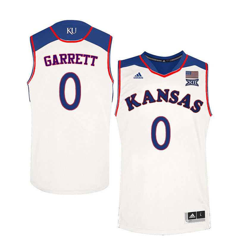 Men Kansas Jayhawks #0 Marcus Garrett College Basketball Jerseys-White